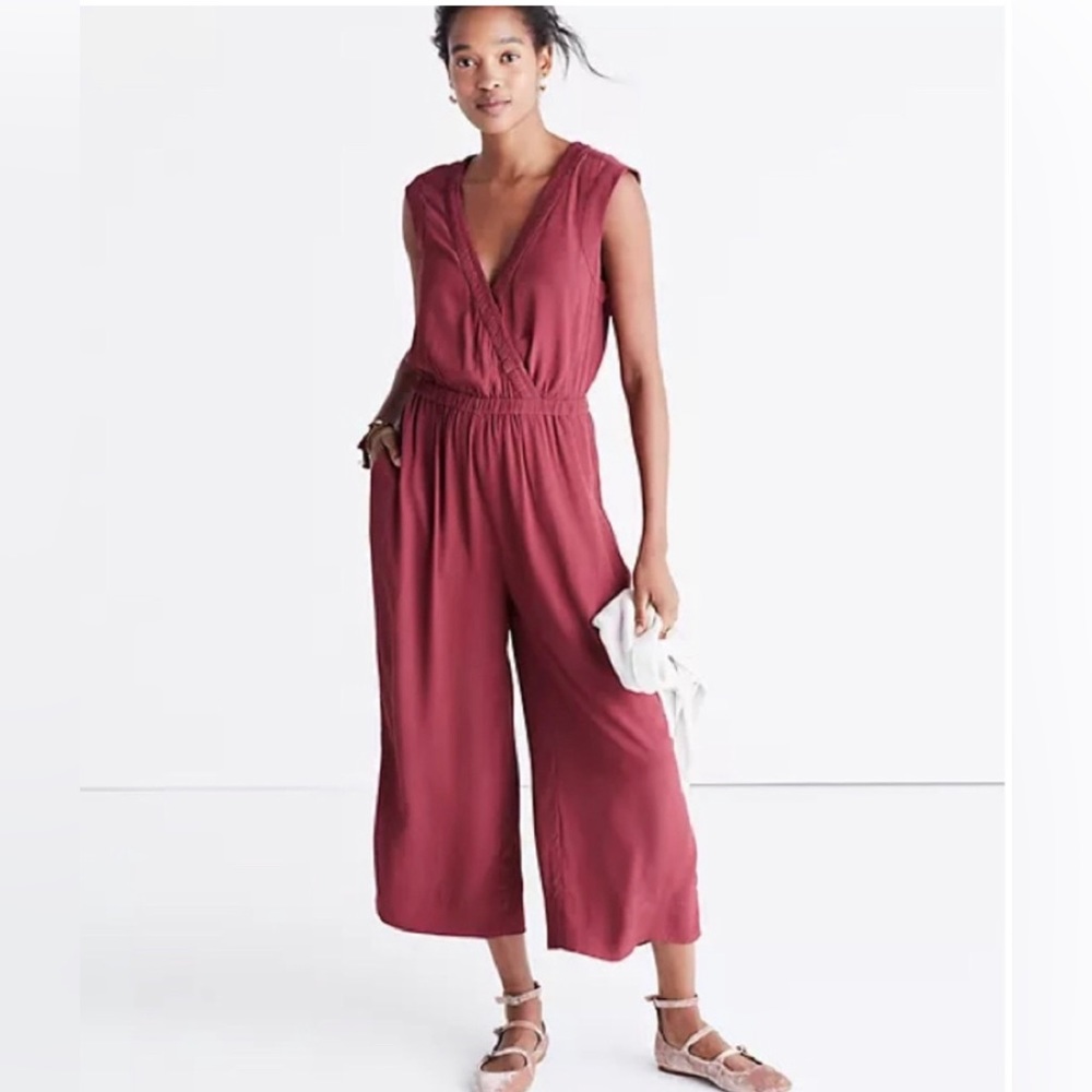 Madewell Sleeveless Maroon Jumpsuit